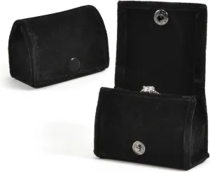 Compact Velvet Ring Box with Plush Interior and Exterior - Keep Your Rings Safe and Stylish On-The-Go Ideal Gift for Women Wife Mom Mother Daughter Best Friend Bestie Aunt Niece (Black)