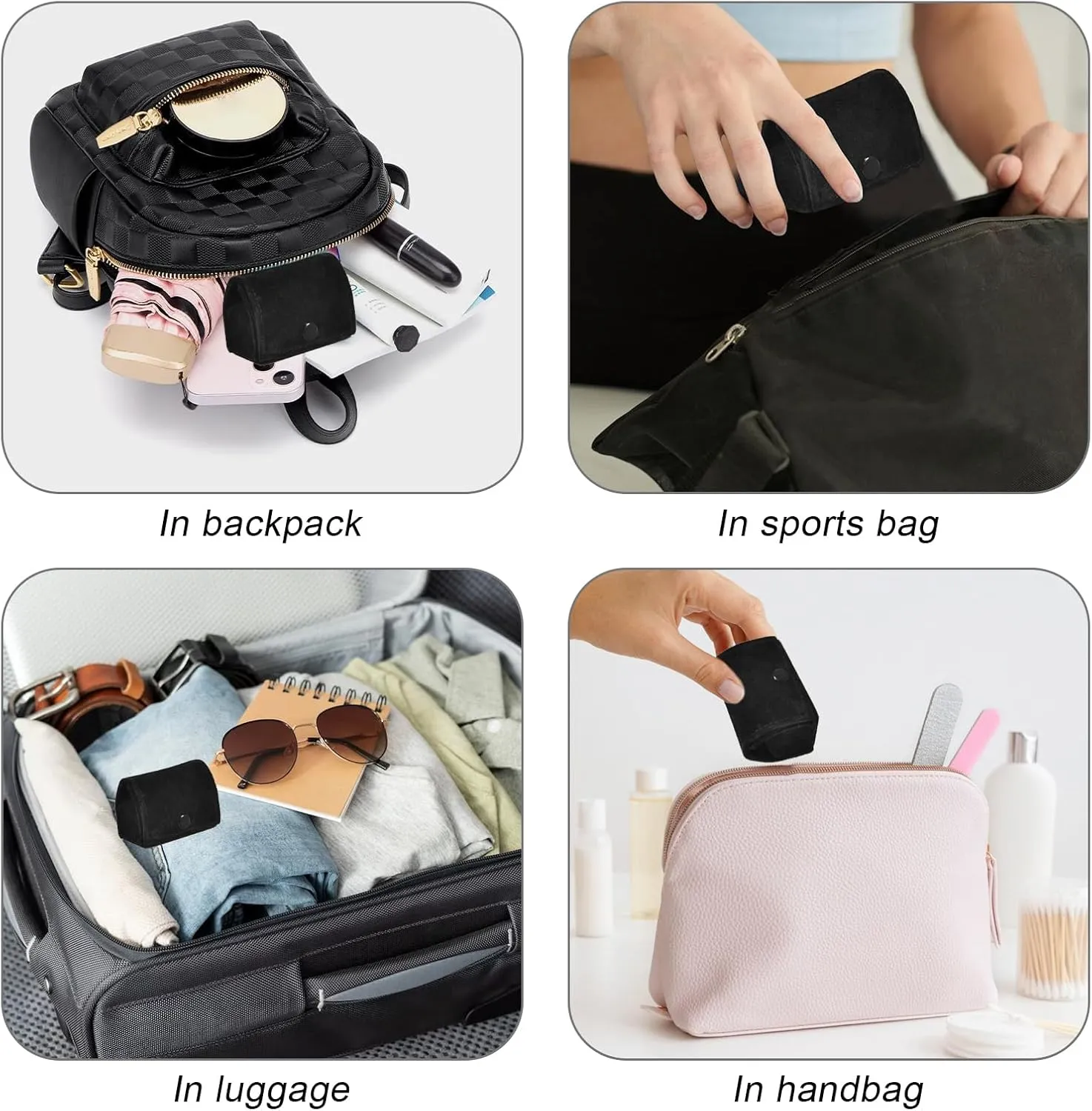 Compact Velvet Ring Box with Plush Interior and Exterior - Keep Your Rings Safe and Stylish On-The-Go Ideal Gift for Women Wife Mom Mother Daughter Best Friend Bestie Aunt Niece (Black)