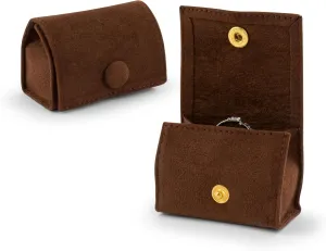 Compact Velvet Ring Box with Plush Interior and Exterior - Keep Your Rings Safe and Stylish On-The-Go Ideal Gift for Women Wife Mom Mother Daughter Best Friend Bestie Aunt Niece (Brown)