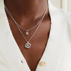 Copper Alloy 14K Gold Plated | 14K Platinum Plated Necklace for Women Double Layer Pendant Necklace Fashionable Multi-Layer Jewelry