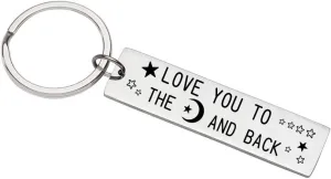 Couple Key Chain Gift Love You To The Moon And Back Lovers Key Ring Gift Inspirational Gif t for Husband Wife Mum Dad Daughter Son Key Chain Pendant Birthday Mother's Day Father's Day Gifts