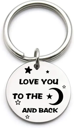 Couple Key Chain Love You To The Moon And Back Lovers Key Ring Gift for Boyfriend Girlfriend Husband Wife Mom Dad Daughter Son, Birthday Mother's Day Father's Day Gift