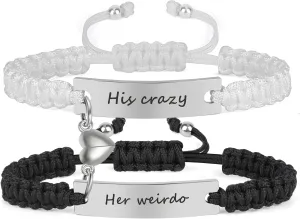 Couple Matching Bracelets for Bf and Gf, Best Friend Friendship Relationship Bracelet, Adjustable Stretch Bracelets Jewelry for Him and Her