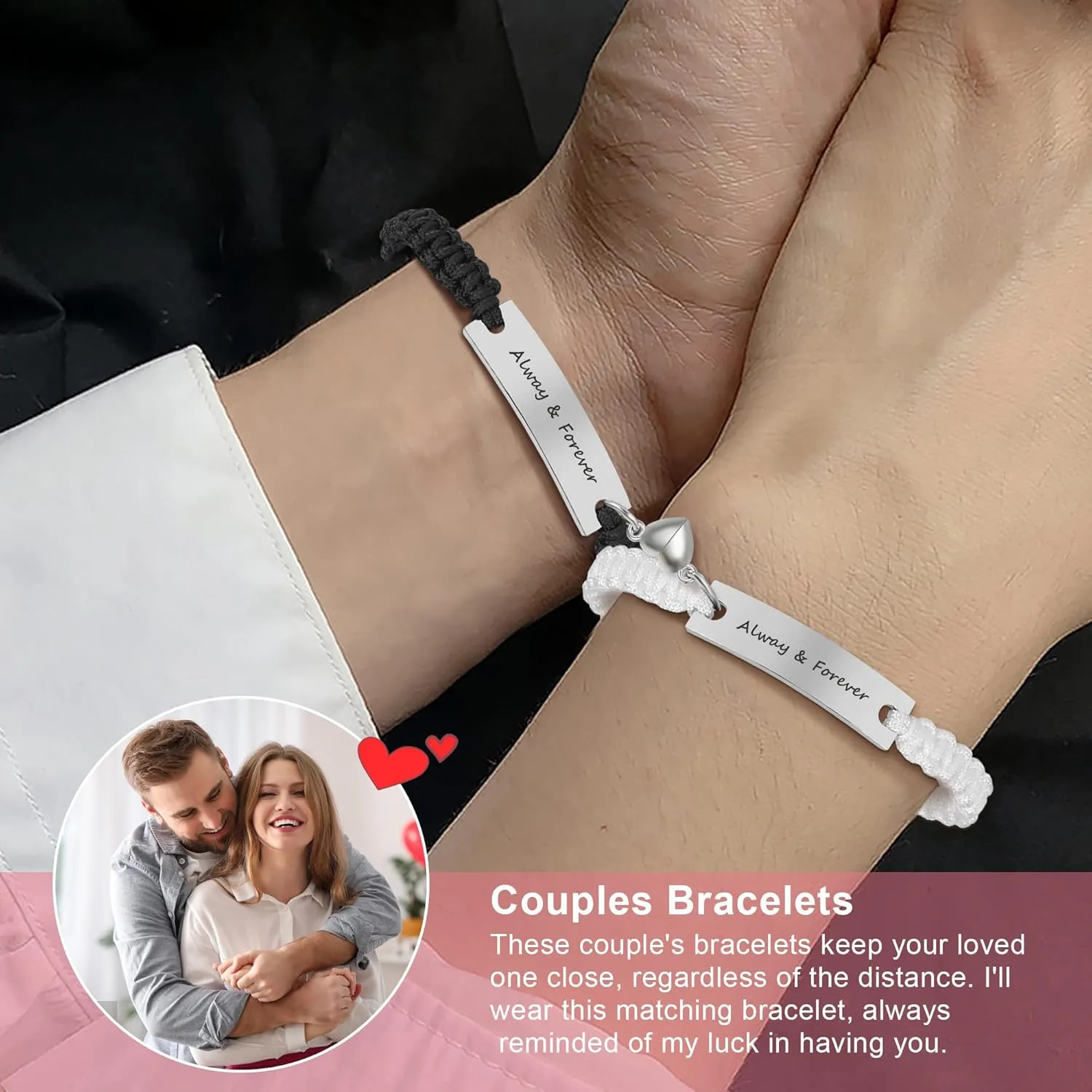 Couple Matching Bracelets for Bf and Gf, Best Friend Friendship Relationship Bracelet, Adjustable Stretch Bracelets Jewelry for Him and Her