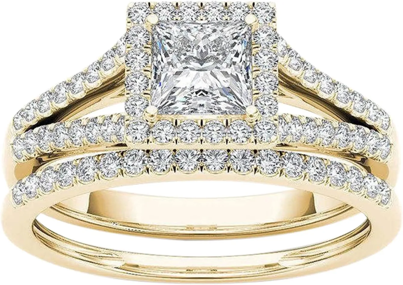 Couple Rings Classic Gold-Plated Ring Inlaid Zircon Jewelry Plus Size for Women 11 12 Gold 8