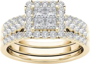 Couple Rings Inlaid Gold-Plated Jewelry Classic Zircon Ring Rings (Gold-2, 7)