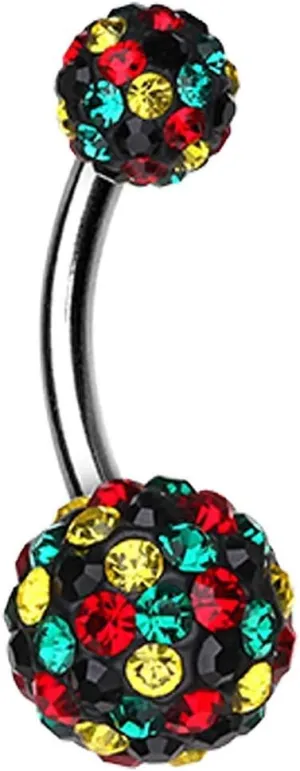 Covet Jewelry Brilliant Sprinkles Multi-Sprinkle Dot Belly Button Ring