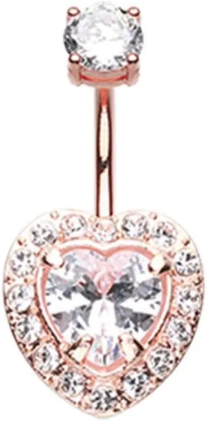 Covet Jewelry Rose Gold Brilliant Heart Sparkle Belly Button Ring