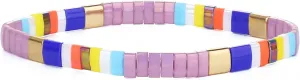 CQUAN CHI Tila Bead Bracelet Women Strand Bracelet Flat Bead Bracelet Handmade Stack Friendship Bracelet 03K