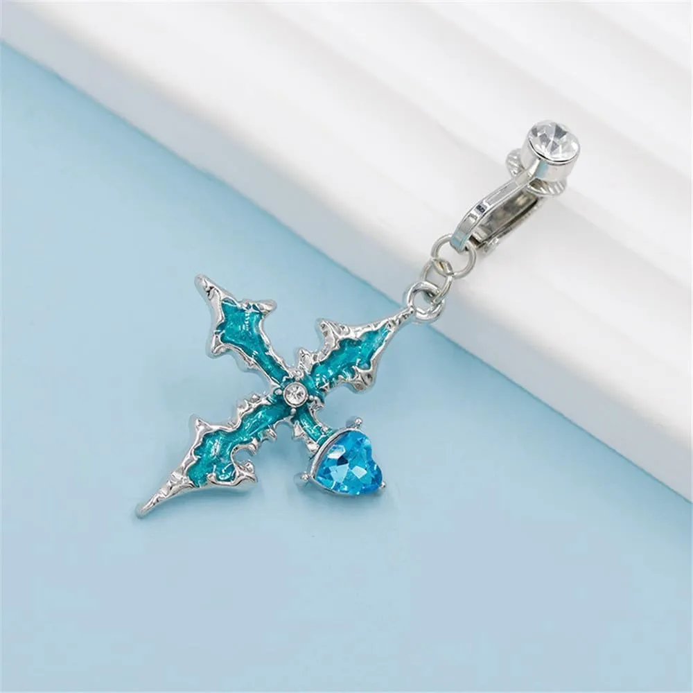 Cross Dangle Fake Belly Button Rings for Women CZ Heart Non-Piercing Belly Navel Rings Clip On Belly Jewelry Dainty Fake Body Piercing Jewelry