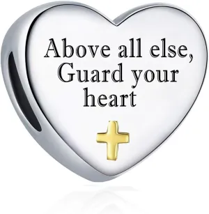 Cross Heart Charm Compatible with Pandora Bracelets Necklace