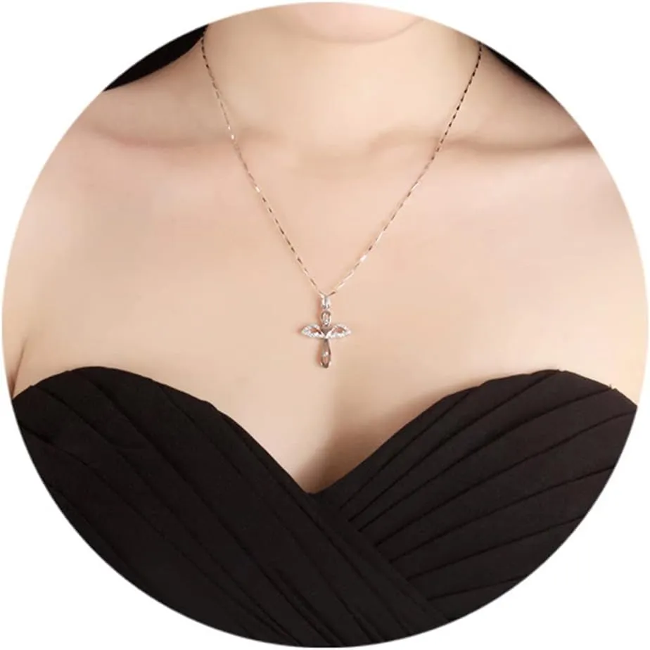 Cross Necklace for Women 925 Sterling Silver Shiny CZ Crystal Diamond Pendant Chain Heart Infinity Jewelry Women Girls