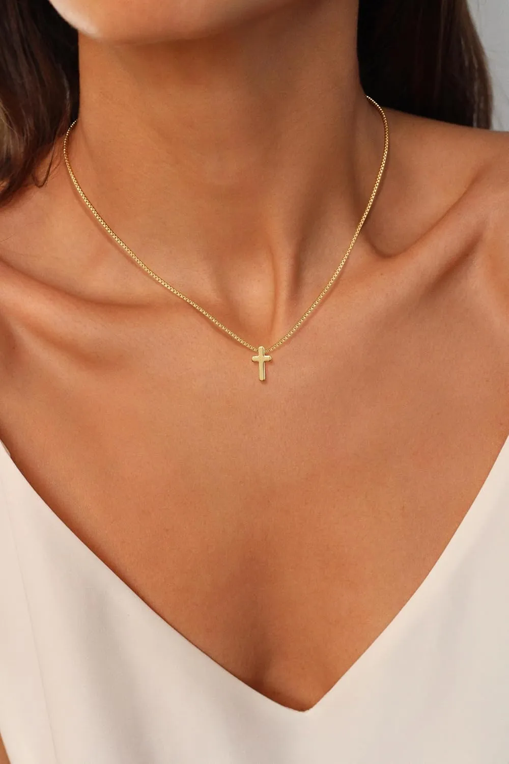 Cross Necklace for Women, Dainty 14k Gold/Silver Plated Cross Necklaces for Women Trendy Small Cross Pendant Choker Charm Necklace Simple Faith Religious Jewelry