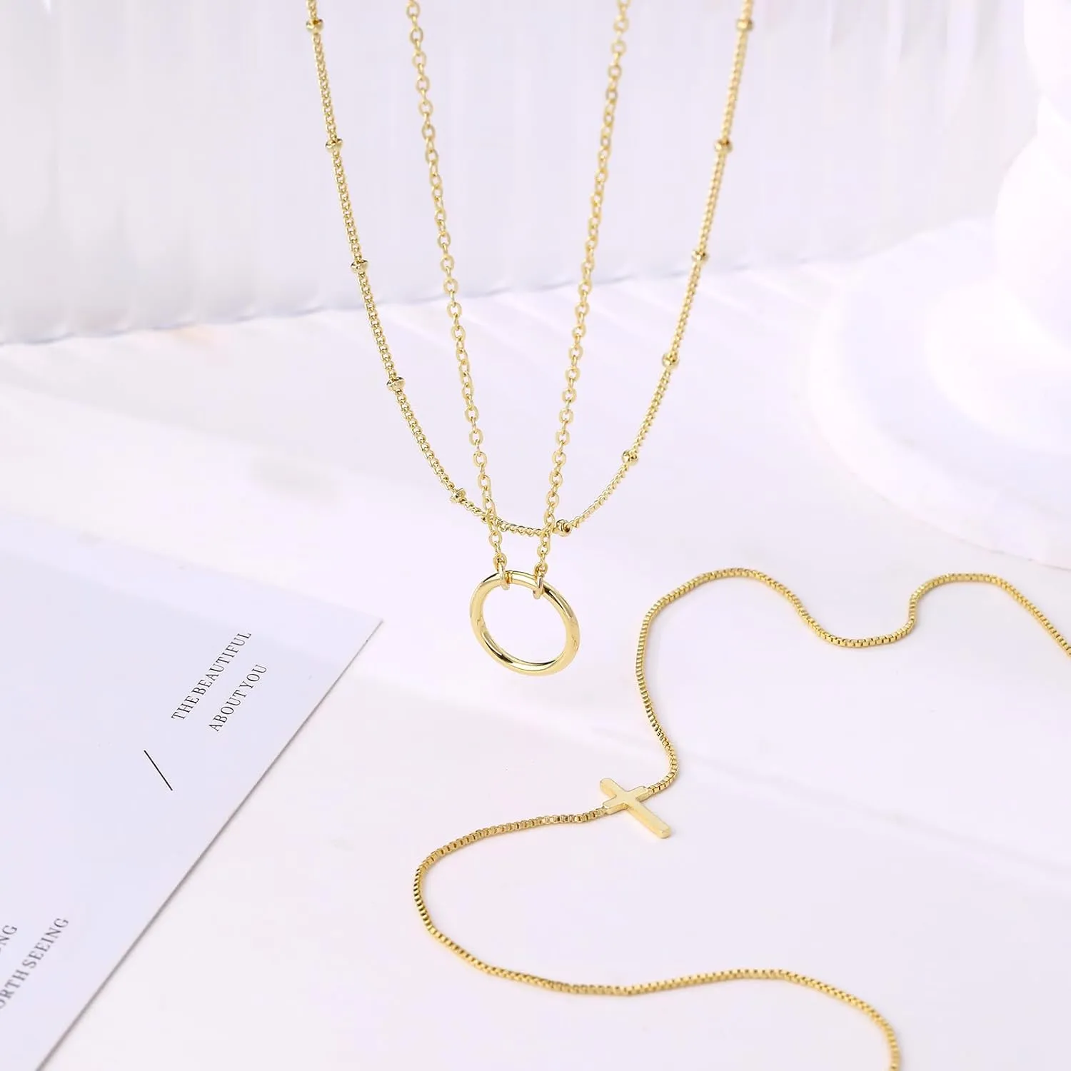 Cross Necklace for Women, Dainty 14k Gold/Silver Plated Cross Necklaces for Women Trendy Small Cross Pendant Choker Charm Necklace Simple Faith Religious Jewelry