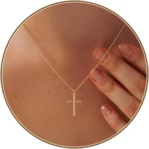 Cross Necklace for Women, Dainty 18K Gold Plated Small Cross Pendant Necklace Simple Gold Cross Necklaces for Women Trendy Gold Jewelry for Women Gift