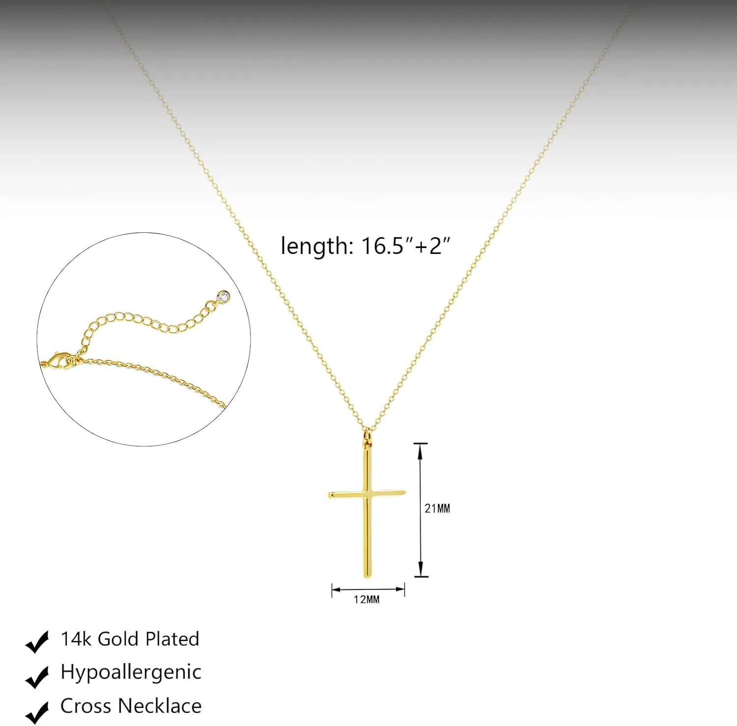 Cross Necklace for Women, Dainty 18K Gold Plated Small Cross Pendant Necklace Simple Gold Cross Necklaces for Women Trendy Gold Jewelry for Women Gift