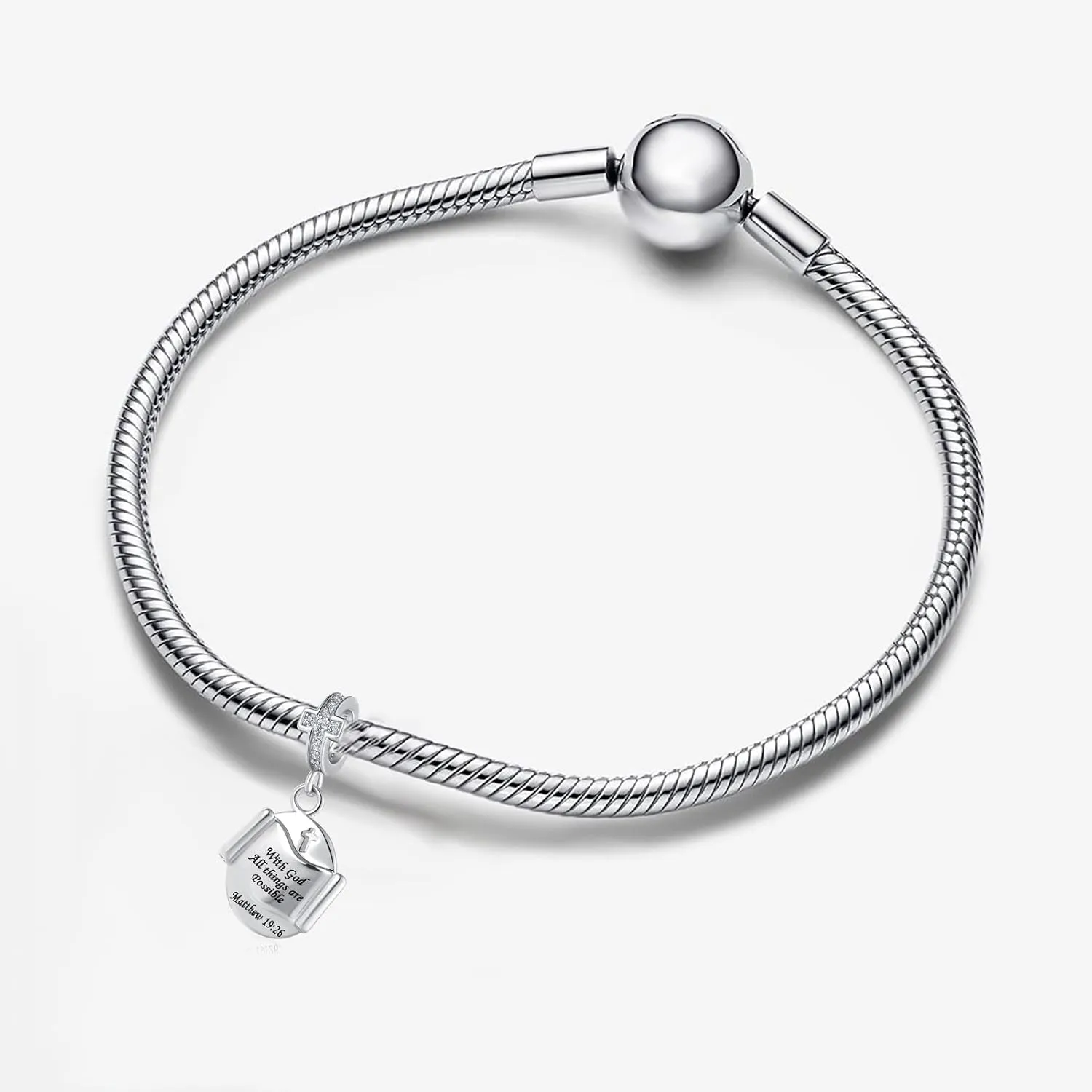 Cross Religious with God All Things are Possible Women's Bead Charms for Charm Bracelets