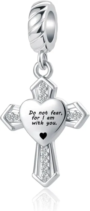 Cross Religious with God All Things are Possible Women's Bead Charms for Charm Bracelets