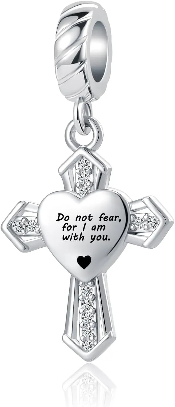 Cross Religious with God All Things are Possible Women's Bead Charms for Charm Bracelets