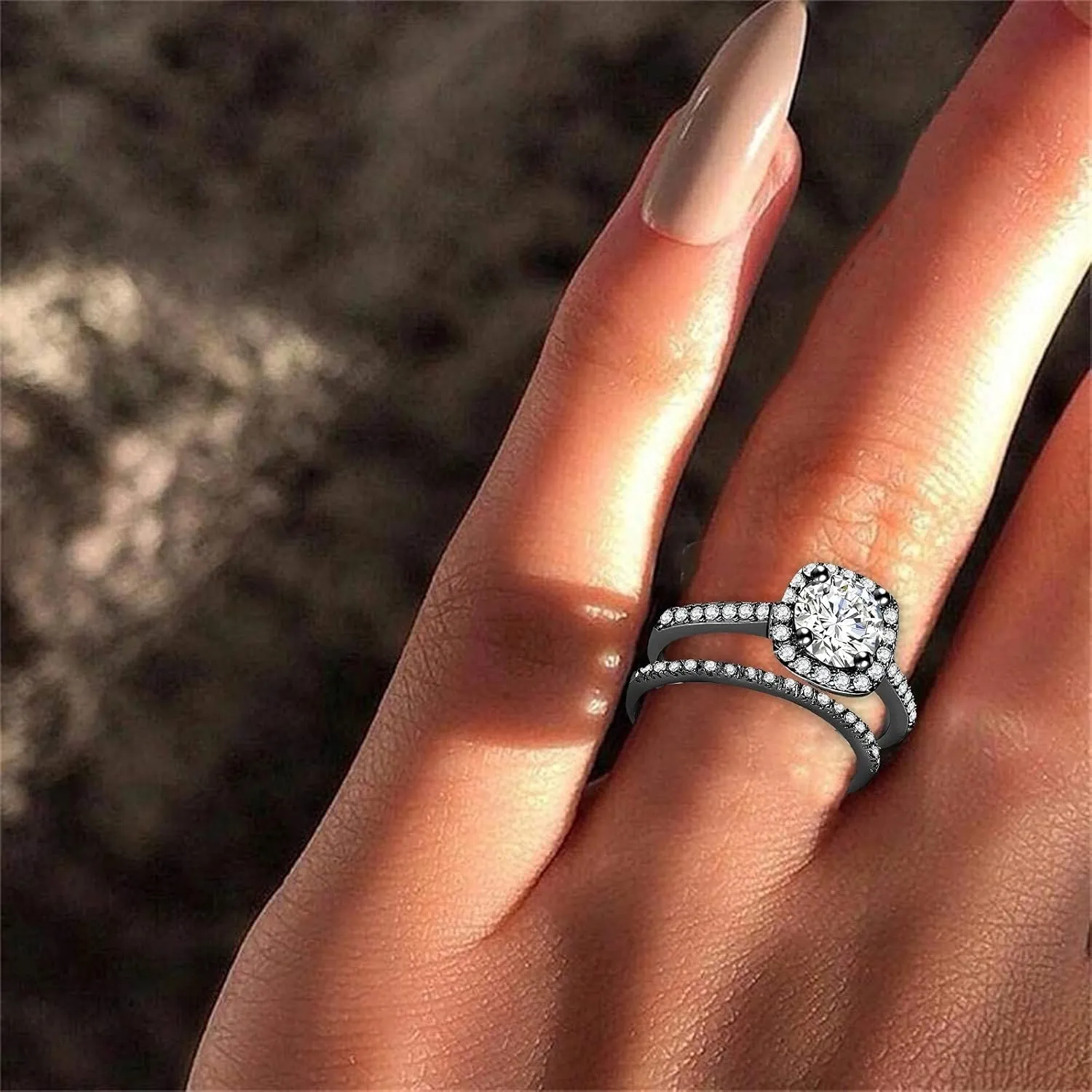 Crying Heart Ring Couples Size Ring Women Rhinestone Gift Finger Alloy Jewelry 6-11 Men Rings Rings (Black, 8)