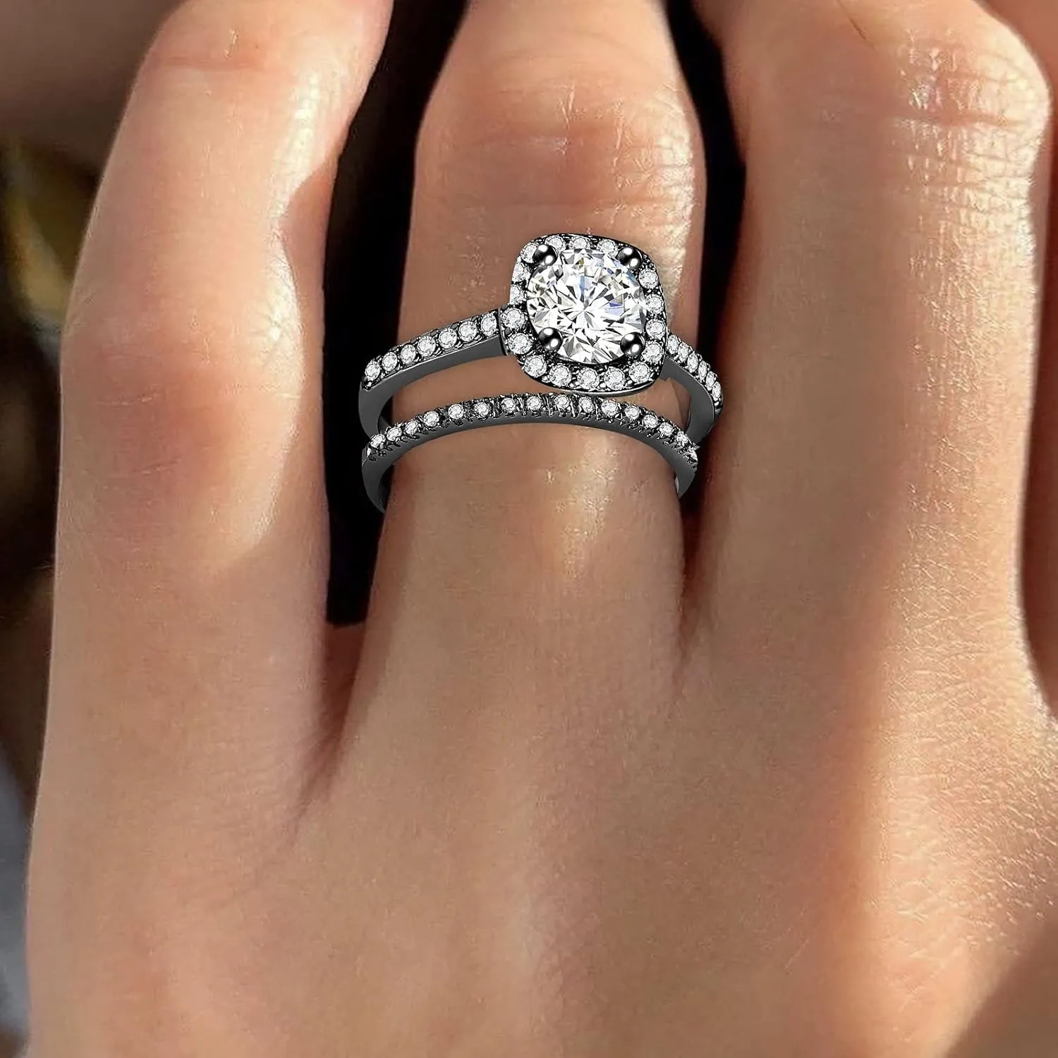 Crying Heart Ring Couples Size Ring Women Rhinestone Gift Finger Alloy Jewelry 6-11 Men Rings Rings (Black, 8)