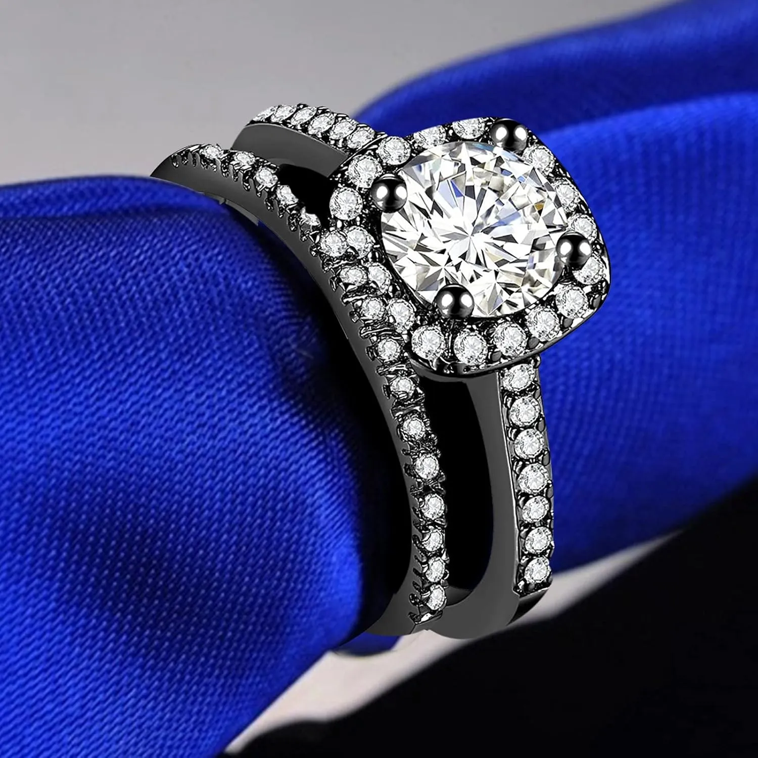 Crying Heart Ring Couples Size Ring Women Rhinestone Gift Finger Alloy Jewelry 6-11 Men Rings Rings (Black, 8)