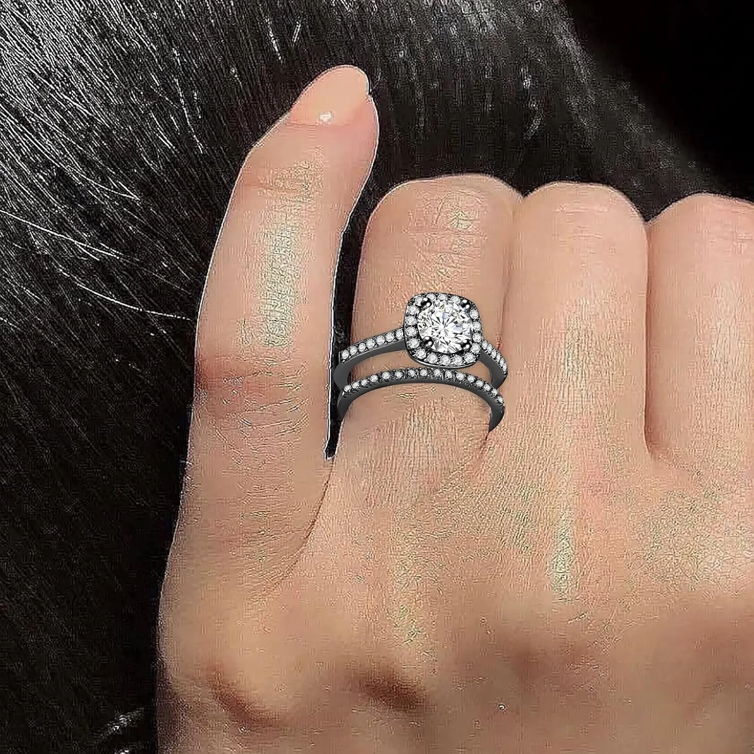 Crying Heart Ring Couples Size Ring Women Rhinestone Gift Finger Alloy Jewelry 6-11 Men Rings Rings (Black, 8)