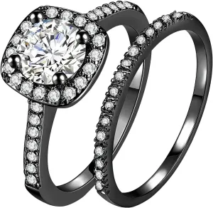 Crying Heart Ring Couples Size Ring Women Rhinestone Gift Finger Alloy Jewelry 6-11 Men Rings Rings (Black, 8)