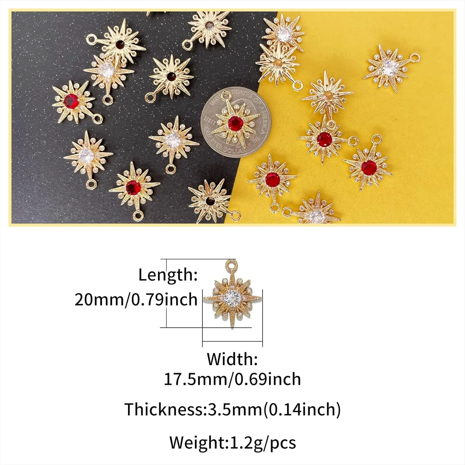 Crystal Zirconia Gold Plated Brass Charms for Jewelry Making Bracelet Necklace Earring Pendant Craft Supplies DIY Accessories
