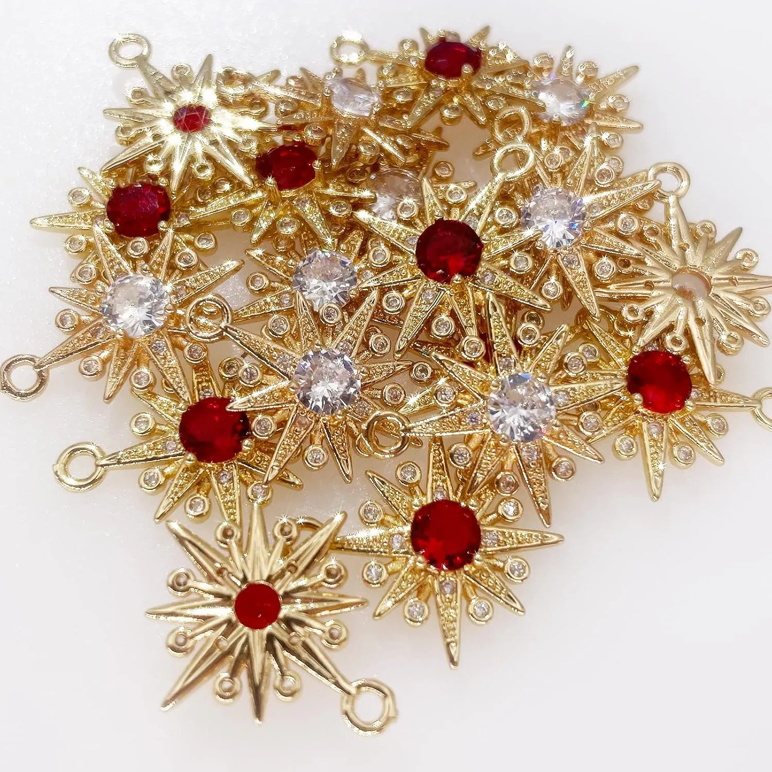 Crystal Zirconia Gold Plated Brass Charms for Jewelry Making Bracelet Necklace Earring Pendant Craft Supplies DIY Accessories
