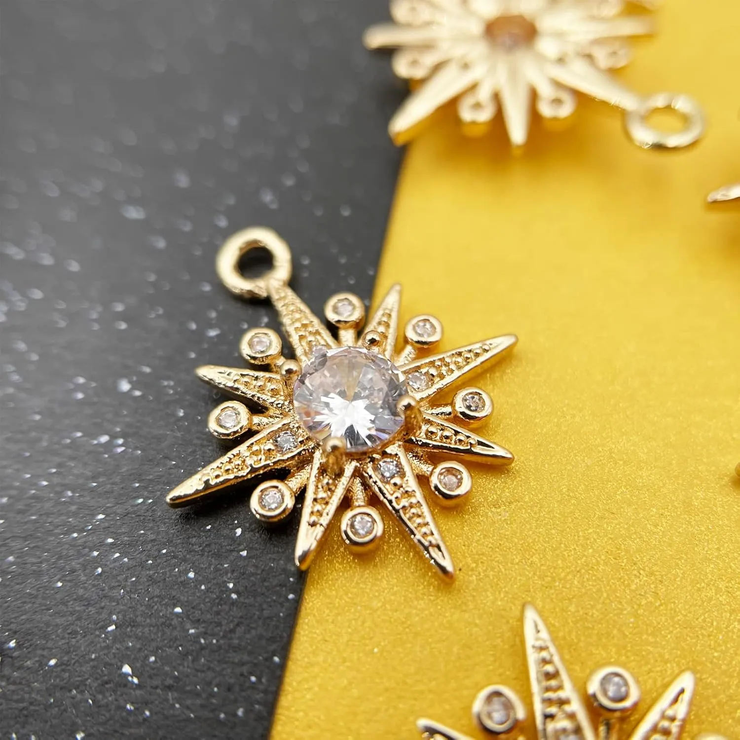 Crystal Zirconia Gold Plated Brass Charms for Jewelry Making Bracelet Necklace Earring Pendant Craft Supplies DIY Accessories
