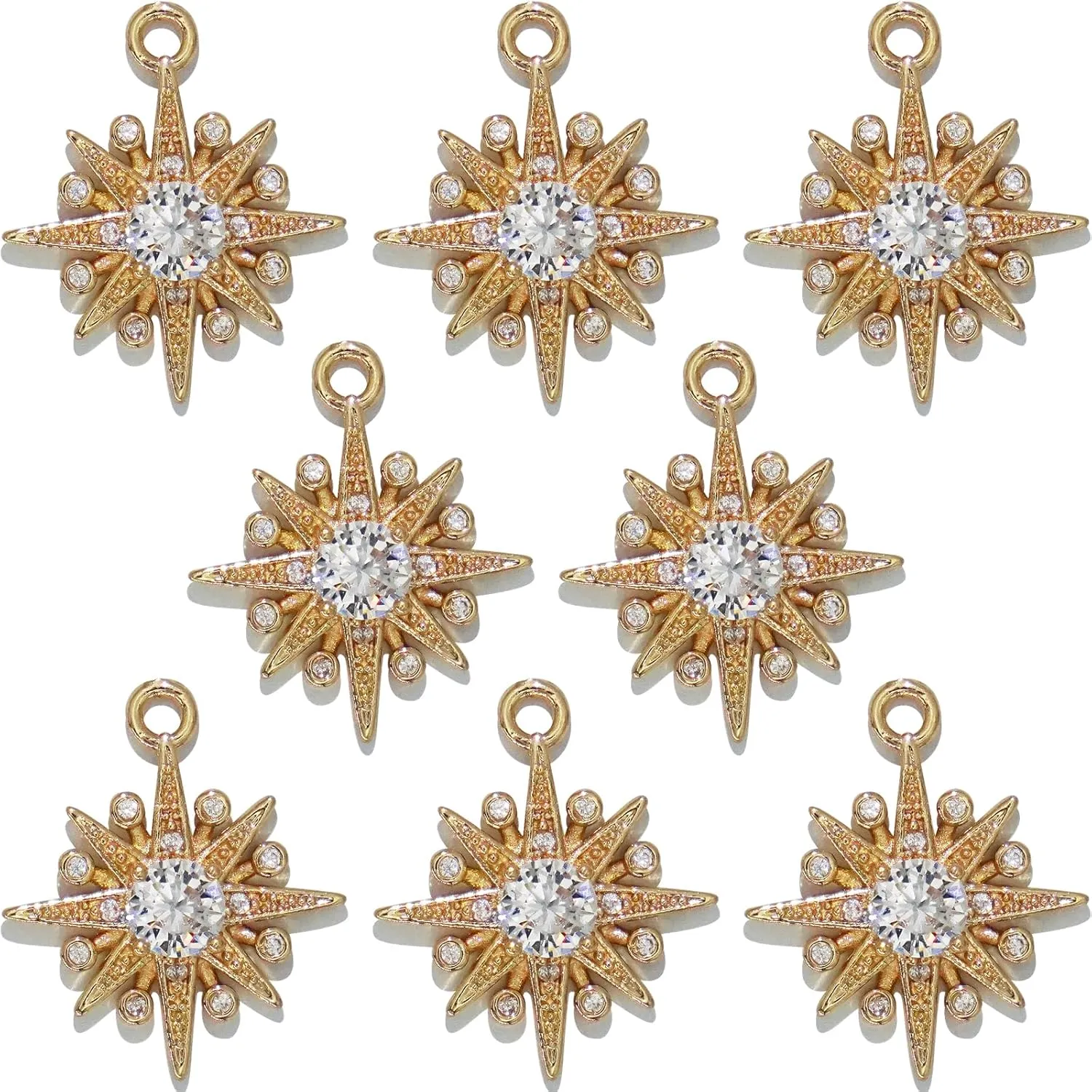 Crystal Zirconia Gold Plated Brass Charms for Jewelry Making Bracelet Necklace Earring Pendant Craft Supplies DIY Accessories