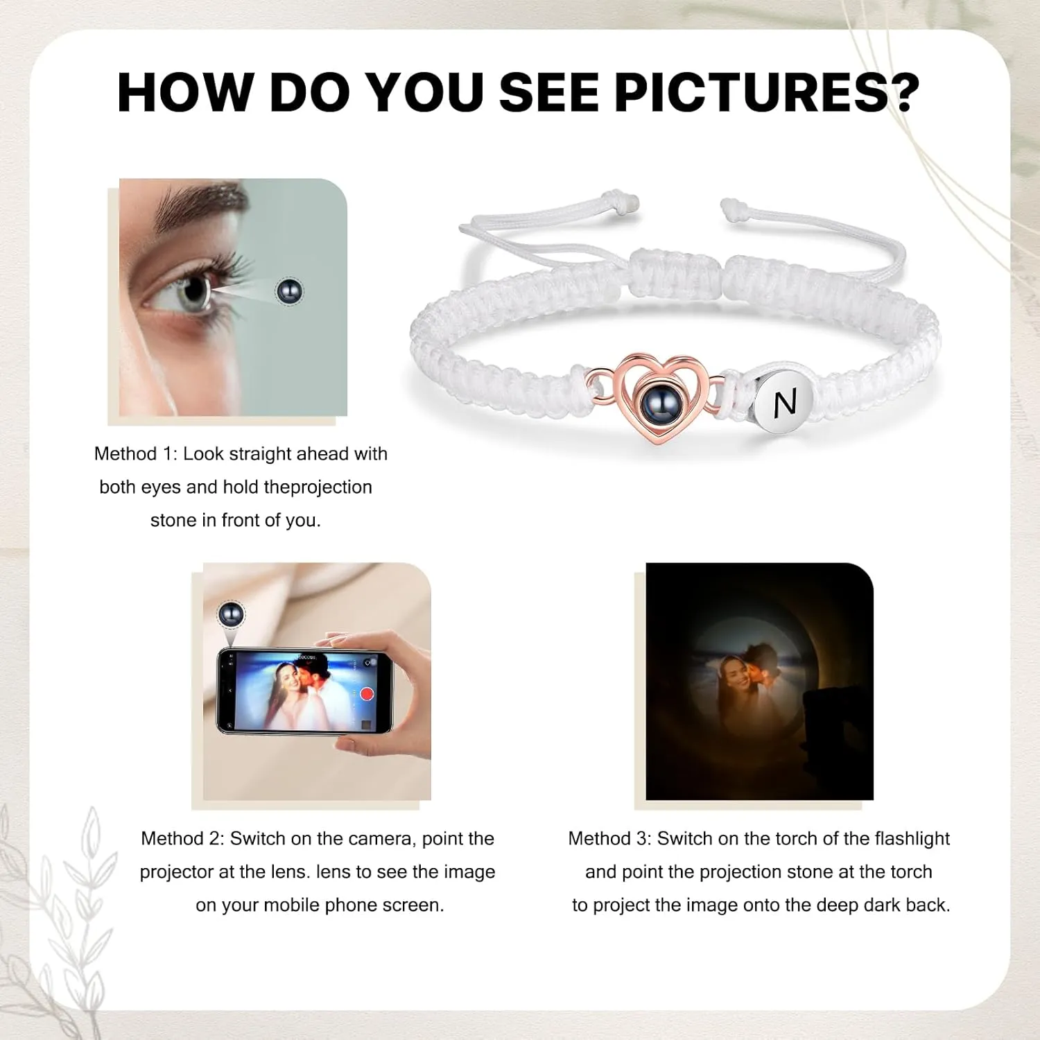 Custom Bracelets with Picture inside Personalized Photo Projection Bracelet Adjustable Bracelets with Photos for Women Men Customized Valentines Gifts for Boyfriend Girlfriend