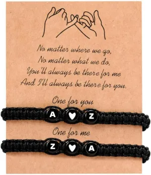 Custom Couple Matching Bracelets, Initial Letter, Couple Bracelets,Handmade Braided Adjustable Rope,Gifts for Boyfriend Girlfriend,Valentines & Anniversary Day Couple Gift,2pcs