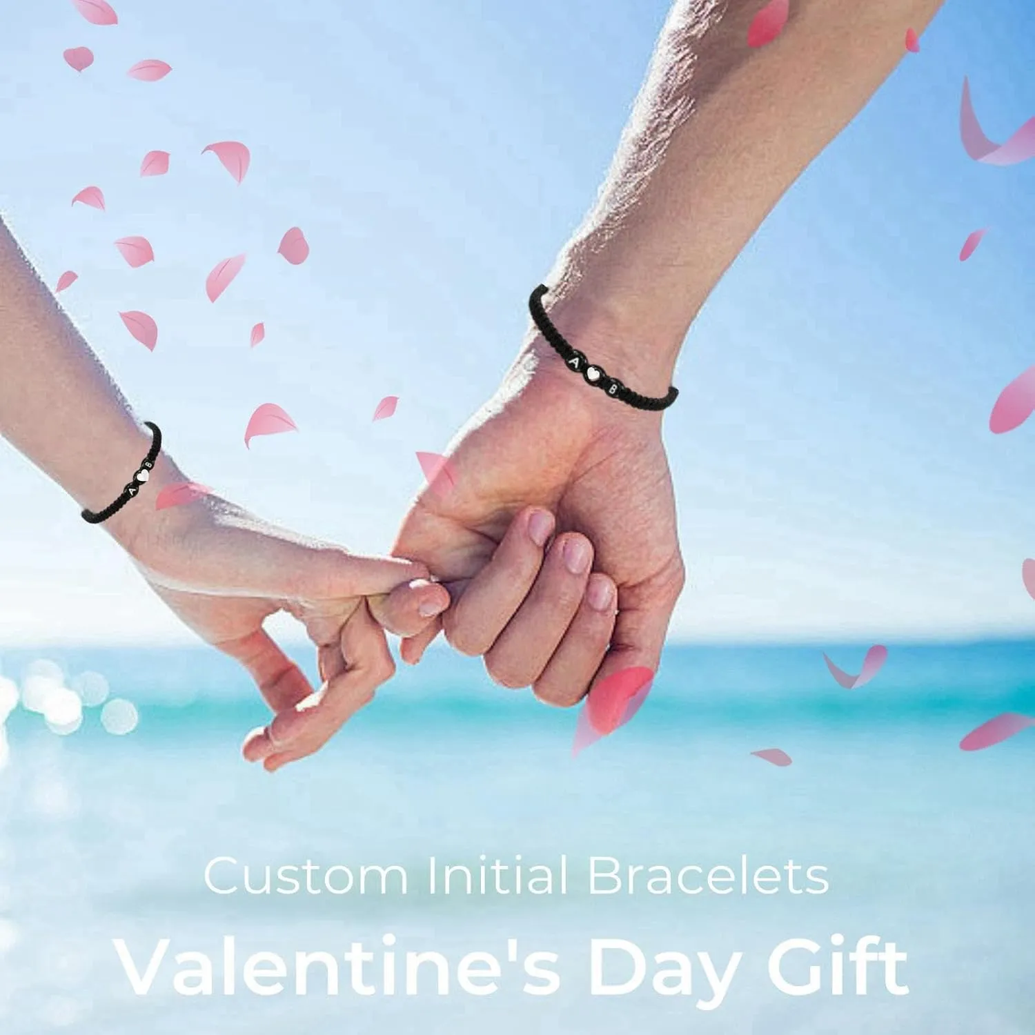 Custom Couple Matching Bracelets, Initial Letter, Couple Bracelets,Handmade Braided Adjustable Rope,Gifts for Boyfriend Girlfriend,Valentines & Anniversary Day Couple Gift,2pcs