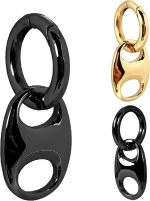 Cute Dangle Ear Gauges for Women Gold Ear Hangers for Ear Tunnels Hoops Dangling Ear Plugs Fashionable Black Dangle Gauges for Stretched Ears Ear Plugs Size 6G 4G 2G 0G 00G