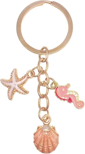 Cute Keychain for Women Aesthetic Keychain Funny Keychain Shell Starfish Key Rings for Car Keys