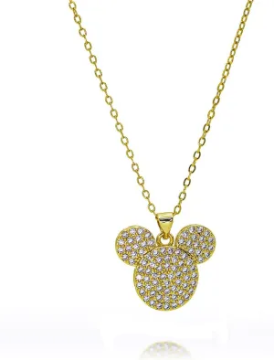 CZ Mouse Pendant Necklace for Women Crystal Paved Mice Animal Adjustable Chain Necklaces Dainty Birthday Jewelry Gifts Christmas