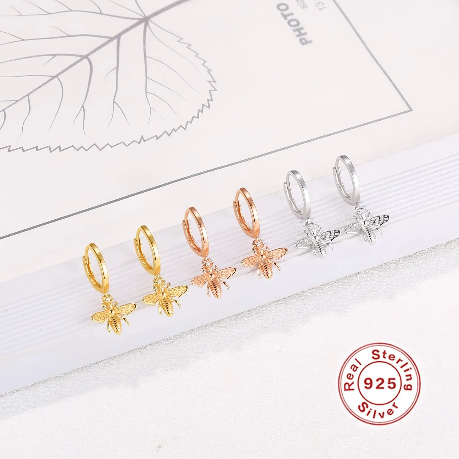 Dainty Dangle Hoop Earring for Women - Small Huggie Hoop Earrings Sets with Butterfly, Bee, Key Charm in 925 Sterling Silver or 18K Gold Plated