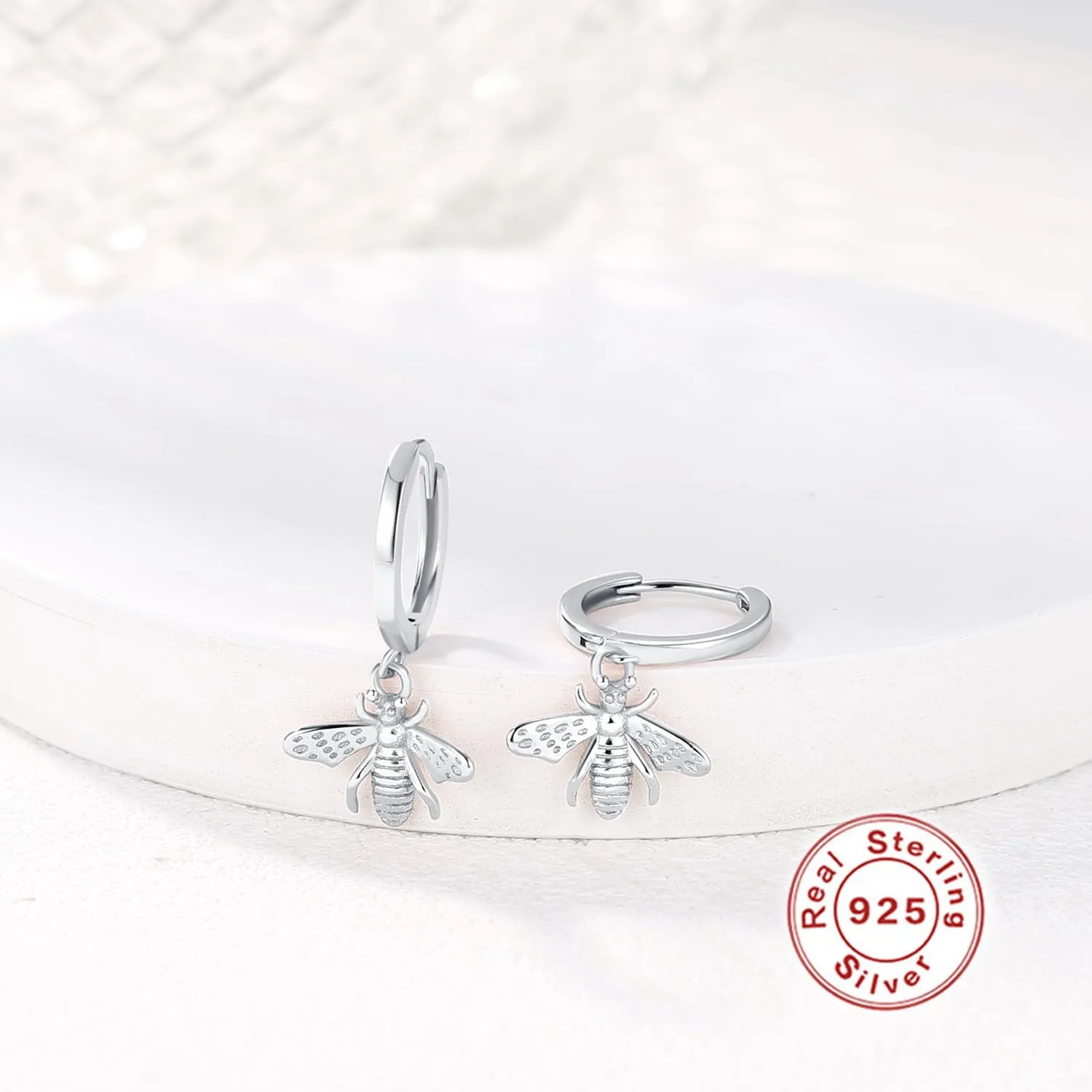 Dainty Dangle Hoop Earring for Women - Small Huggie Hoop Earrings Sets with Butterfly, Bee, Key Charm in 925 Sterling Silver or 18K Gold Plated