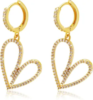 Dainty Gold Huggie Hoop Earrings Dangle Drop 18K Gold Filled Chunky Dangling Earrings Hypoallergenic Earrings with CZ Dainty Earrings for Women