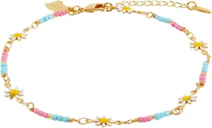 Daisy Anklet for Women, Copper Acrylic Daisy Flowers Anklet Fashionable Daisy Jewelry Decoration Supplies Birthday Anniversary Perfect Present for Women(White)