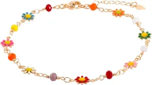 Daisy Flowers Anklet, Premium Copper Acrylic Daisy Anklet Jewelry Accessories Fashionable Anklet Decoration Birthday Valentine's Day Christmas Day Present for Women(Colorful)