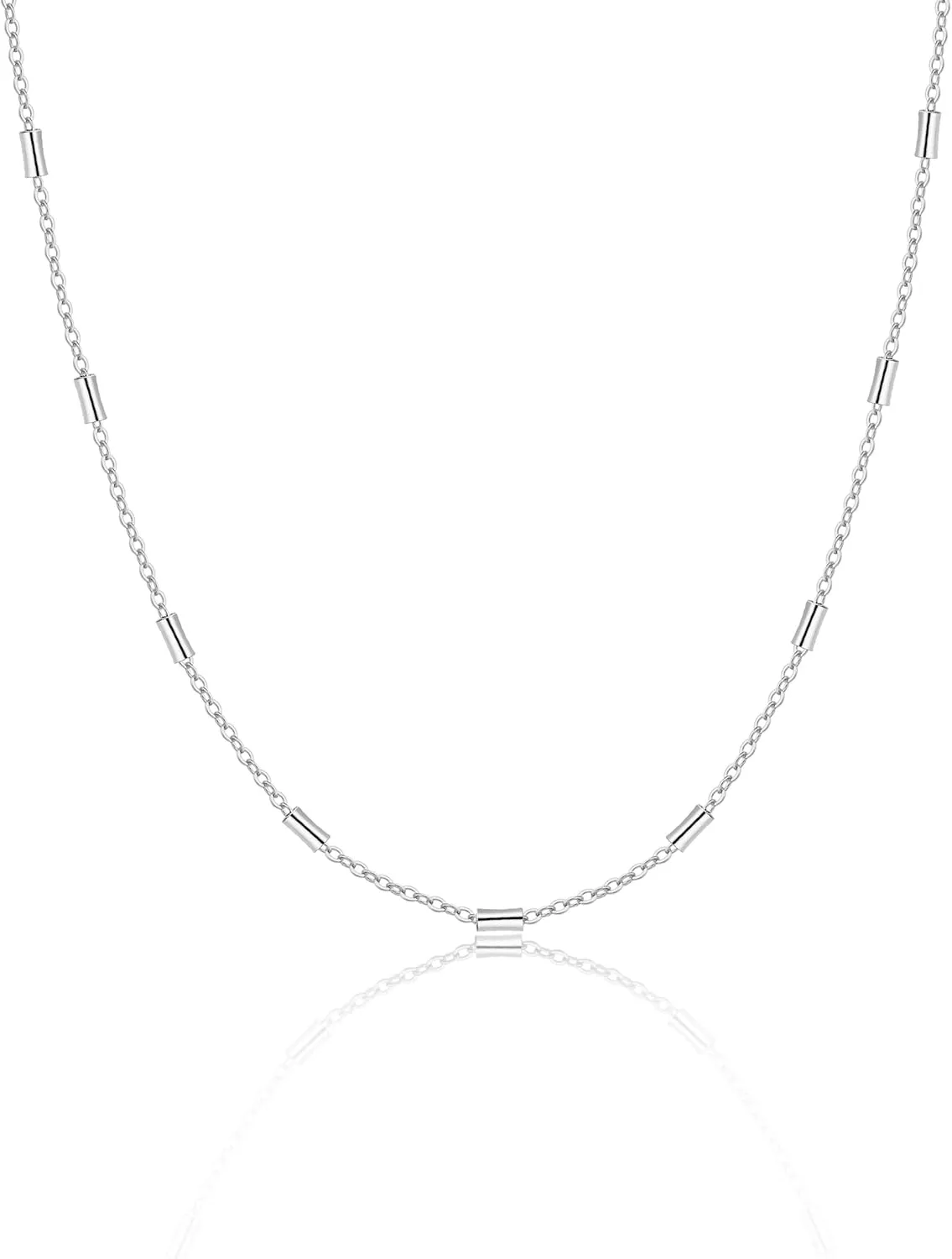 Danity Gold Necklace for Women 14K Gold Plated Satellite Necklaces Gold Link Chain Necklace Tiny Dot Bar Necklace Simple Everyday Jewelry Gift
