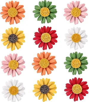 DD-life 6/12 Pcs Enamel Daisy Flower Lapel Pin Brooch Pin Plant Sunflower Suit Lapel Pin Fashion Shiny Brooch for Any Special Occasions (6 Colors x 2)