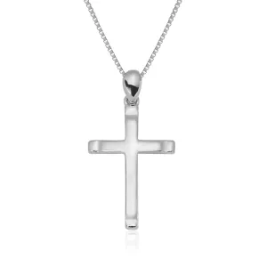 Delicate Sterling Silver Cross Necklace Handmade Curved Cross Pendant Religious Elegant Charm Jewelry Religious Gift for Women (white gold curved cross pendant)