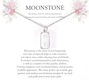 DF DUALFERV Moonstone Necklaces for Women, Natural Rainbow Moonstone Pendant, Sterling Silver Moonstone Jewelry for Women, New Beginnings Healing Necklace, Elegant Crystal Gemstone Pendant for Women