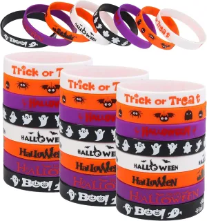 DIYASY Halloween Silicone Wristbands,40 Pcs Rubber Bracelets Halloween Party Favor Trick or Treat Gifts and Goodie Bag Fillers
