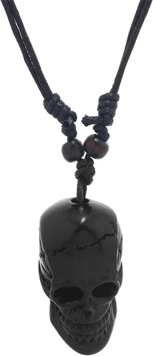 Dreuyet Retro Gothic Skull Style Pendant Necklace for Men Women Leather Necktie Rope Cord Skull Head Pendant Necklace Vintage Skull Braided Necklace Punk Gothic Punk Jewelry Biker Necklace Halloween Jewelry