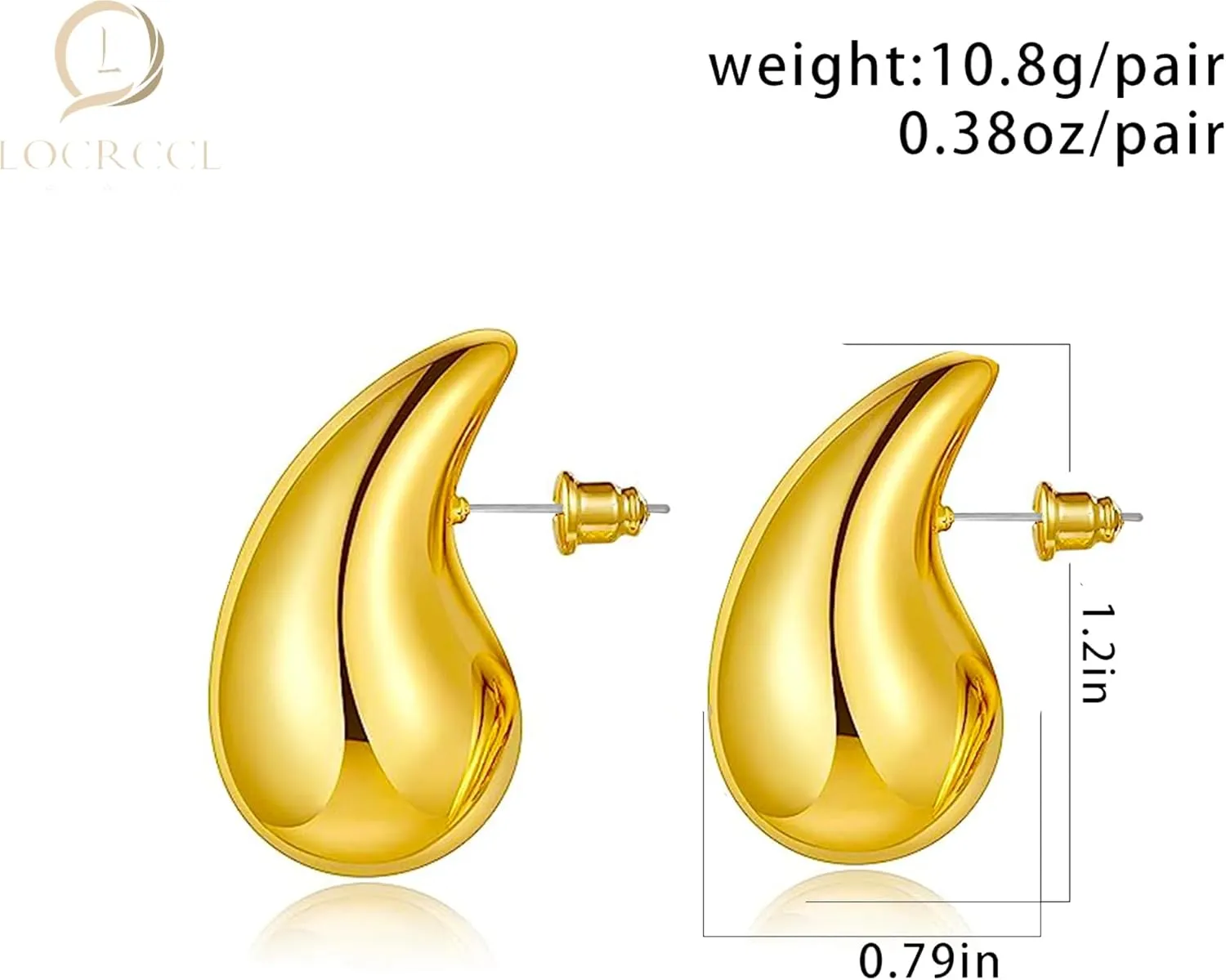 Drop Earrings for Women Trendy Chunky Tear Drop Gold Plated Earrings Fashion Jewelry for Women Girls